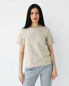 Медицинская базовая футболка женская бежевая
