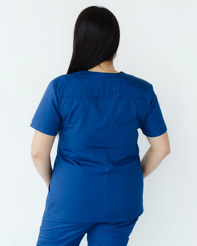 Медицинская рубашка женская Топаз синяя +SIZE 2