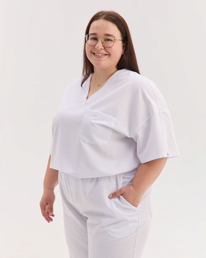 Медицинский костюм женский Чикаго белый +SIZE 5