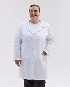 Медицинский халат Студент белый +SIZE (длинный рукав)