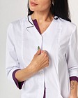 Медицинский халат женский Оливия на пуговицах белый-фиолетовый 4