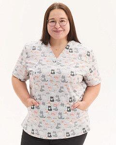 Медицинская рубашка женская Топаз принт Cats NEW +SIZE