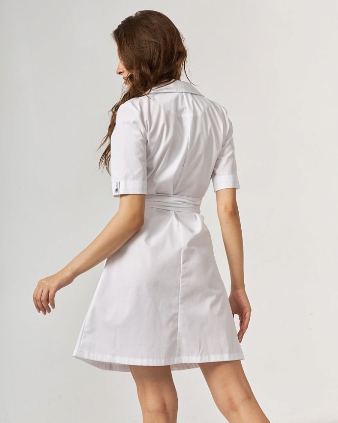 Медичний халат жіночий Токіо на ґудзиках білий 2