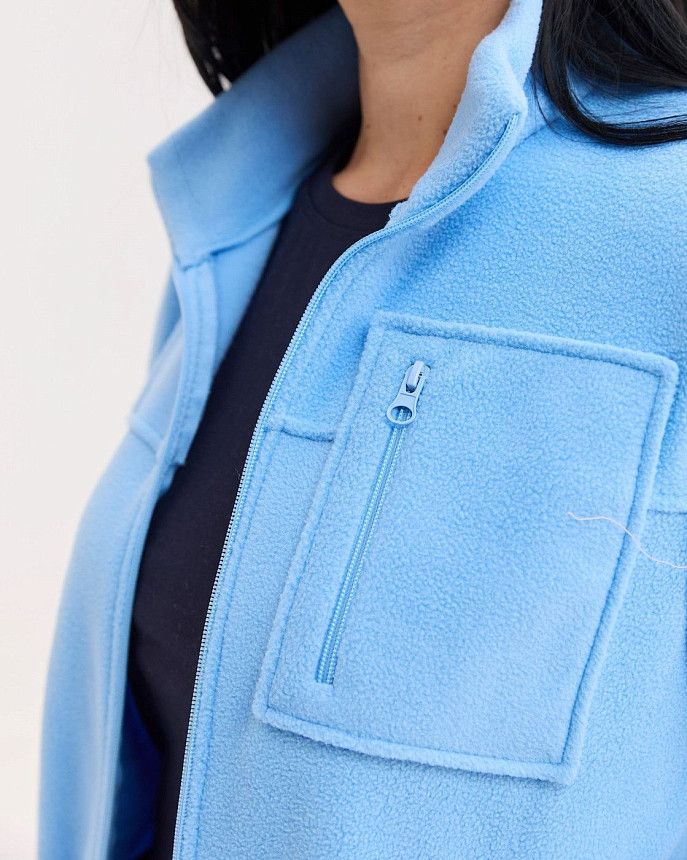 Медицинская кофта женская флисовая Финляндия голубая 4 Белый халат Медицинская кофта женская флисовая Финляндия голубая 4