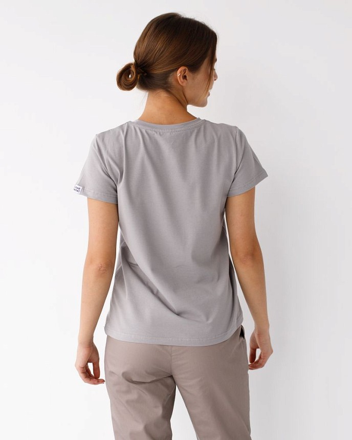 Медицинская классическая футболка женская светло-серая 2
