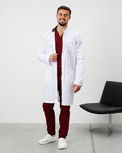 Халат медицинский мужской Амстердам белый-серый (уценка/брак)