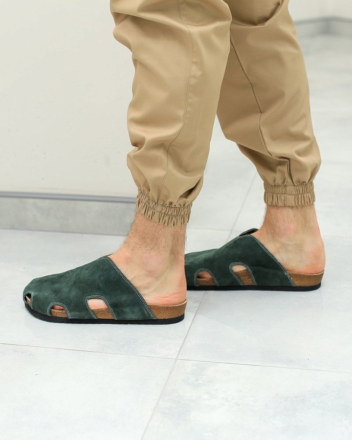 Обувь медицинская унисекс сабо ортопедические замшевые зеленые 4