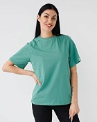 Медицинская футболка-реглан женская зеленая