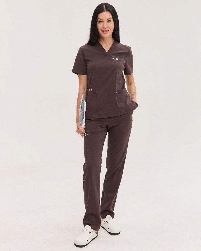 Медицинский костюм женский Бристоль коричневый