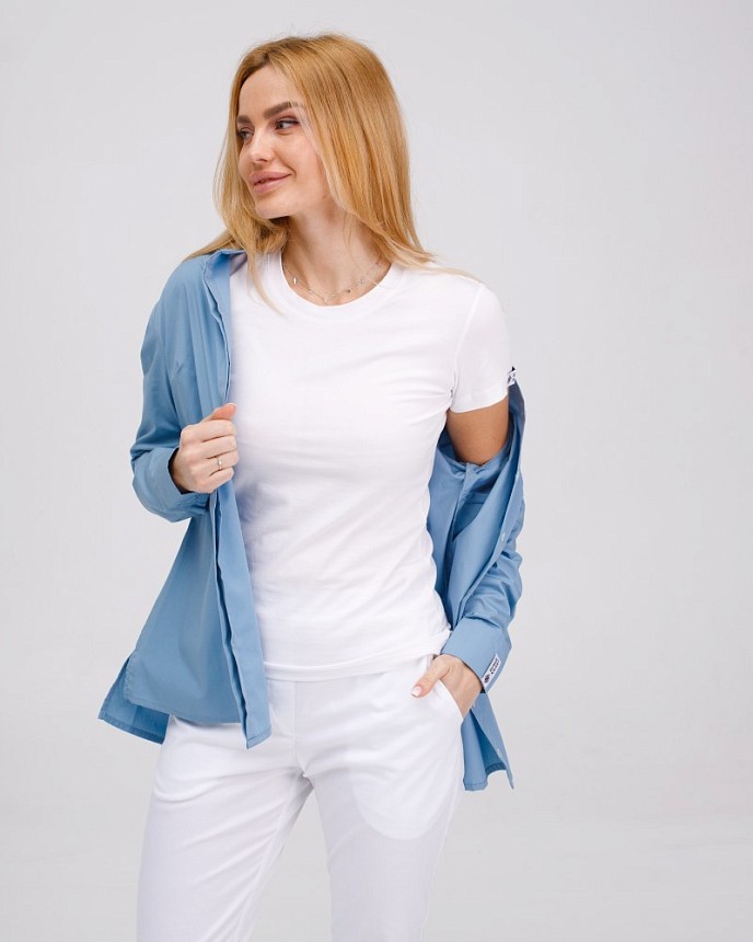 Комплект: медицинская рубашка Стефания + женские брюки медицинские Торонто + футболка #6 7