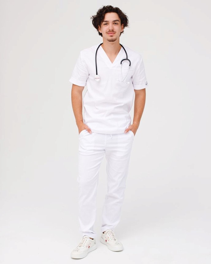 Медицинский костюм мужской Марсель белый