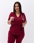 Медицинский костюм женский Рио марсала +SIZE (уценка/брак) 2