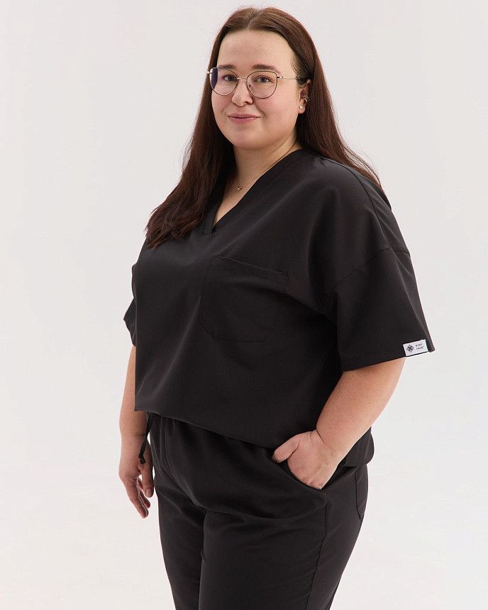 Медицинский костюм женский Чикаго черный +SIZE 5