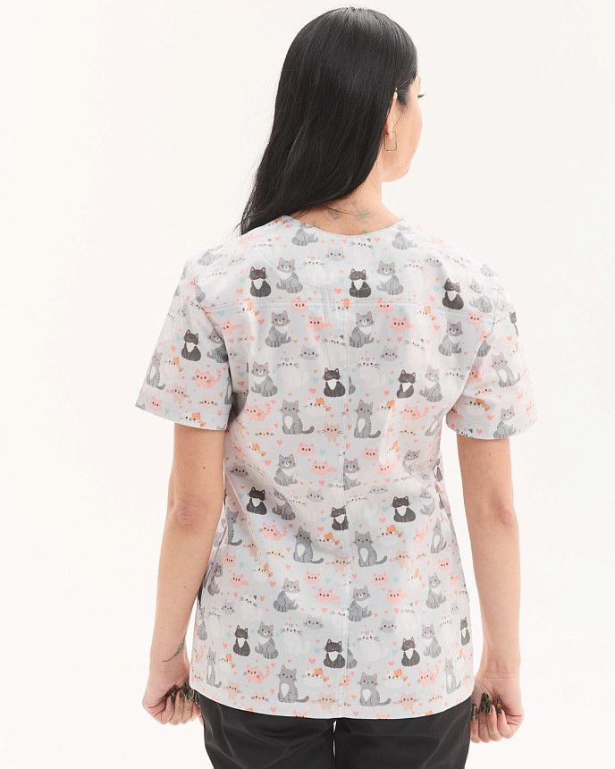 Медична сорочка жіноча Топаз принт Cats NEW 2