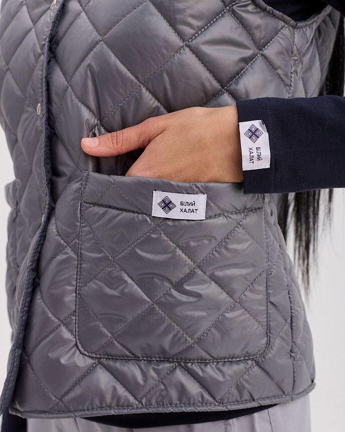 Медицинская утепленная жилетка женская Осло темно-серая 5