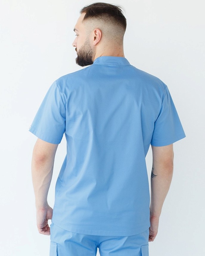 Медицинская рубашка мужская Денвер голубая 2