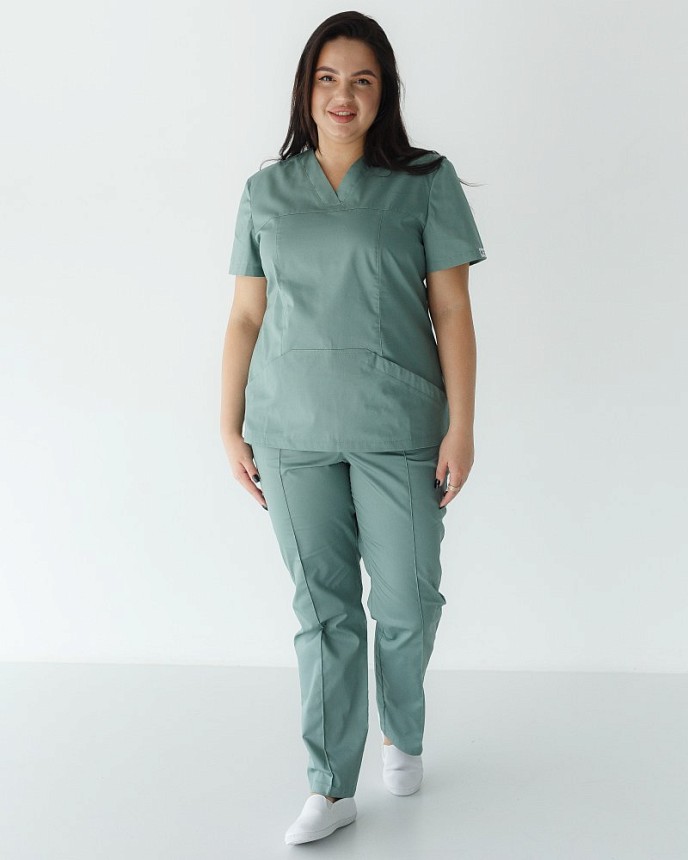 Медицинский костюм женский Топаз оливковый +SIZE 9