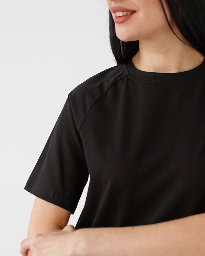 Медична футболка-реглан жіноча чорна 3