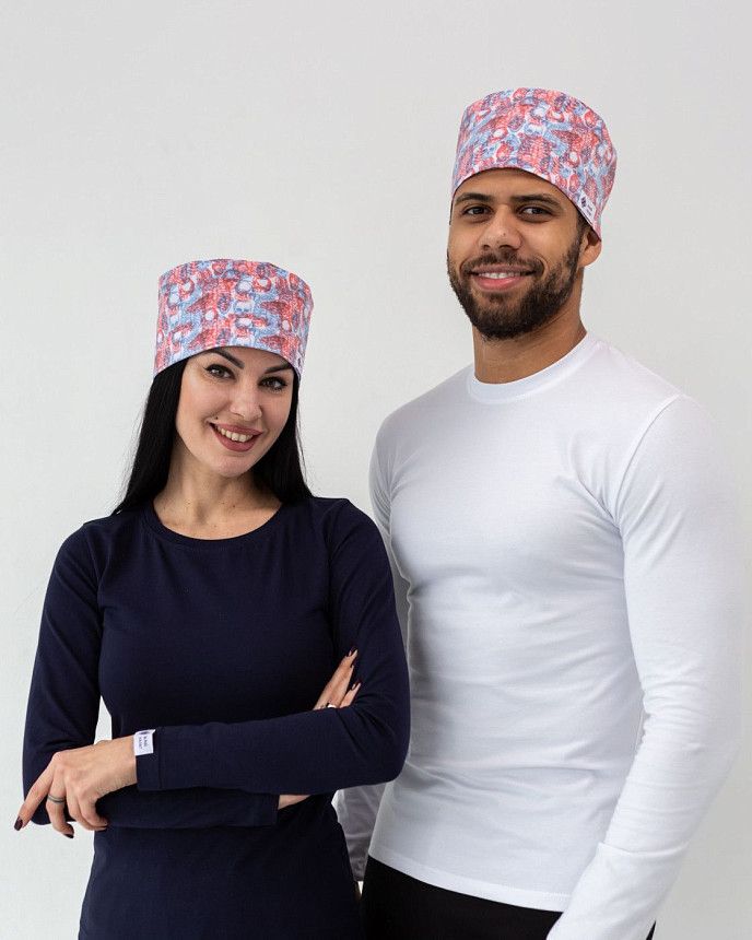 Медицинская классическая шапочка на завязках с принтом Skeleton 3