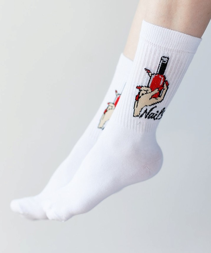 Медичні шкарпетки жіночі з принтом Nails 3