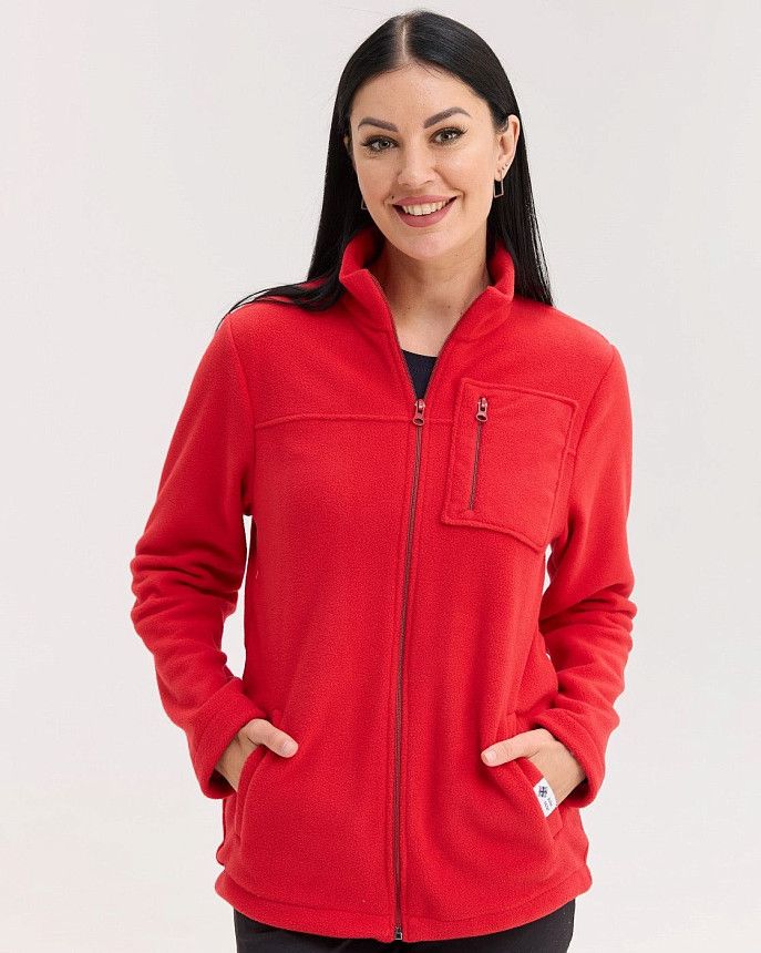 Медична кофта жіноча флісова Фінляндія червона Білий Халат Медична кофта жіноча флісова Фінляндія червона