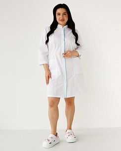Медичний халат жіночий Сакура білий-м'ятний +SIZE
