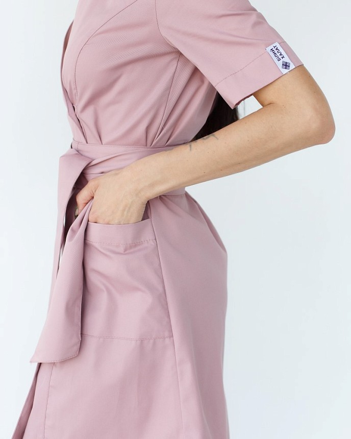 Медичний халат жіночий Токіо на ґудзиках попелясто-рожевий 7