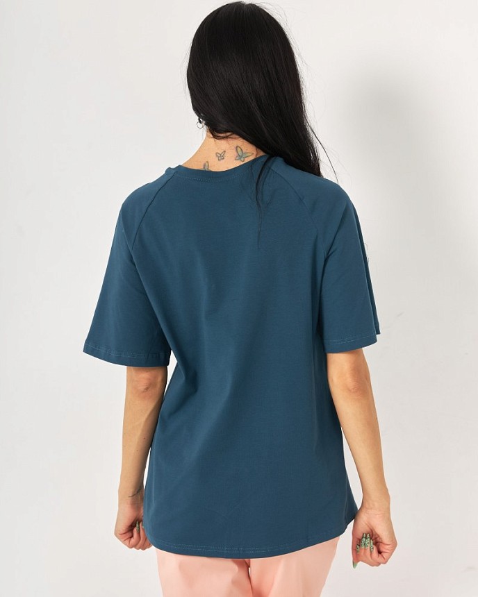 Медицинская футболка-реглан женская сапфир  3