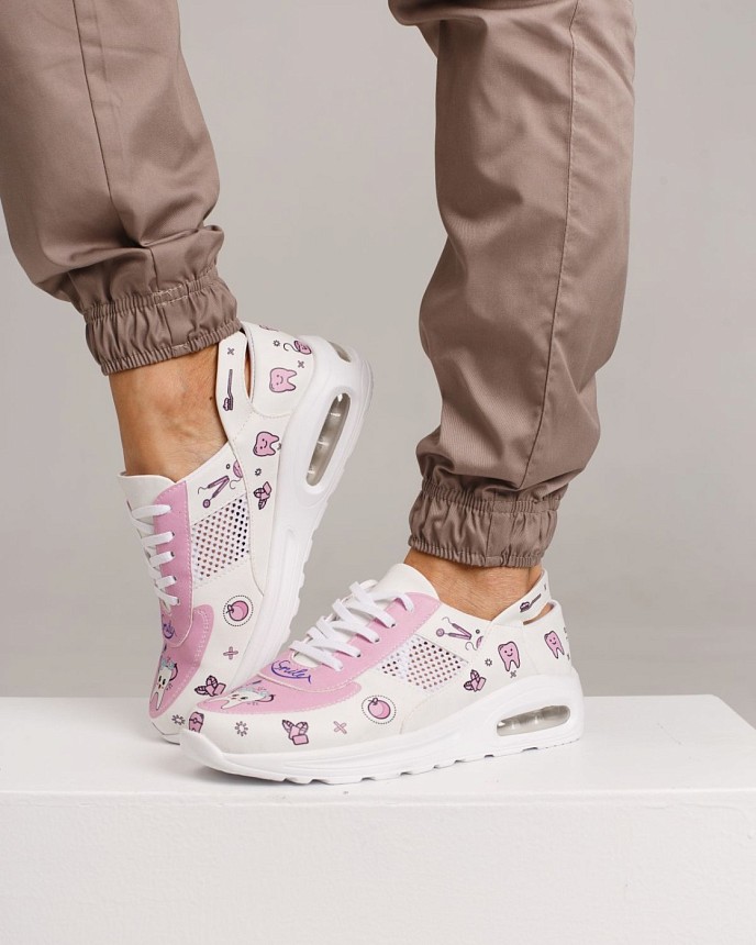 Взуття медичне жіноче кросівки з відкритою п'ятою Teeth Pink Air підошва 5