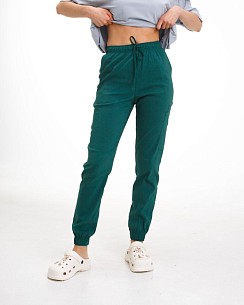 Медичні штани жіночі джогери стрейч зелені