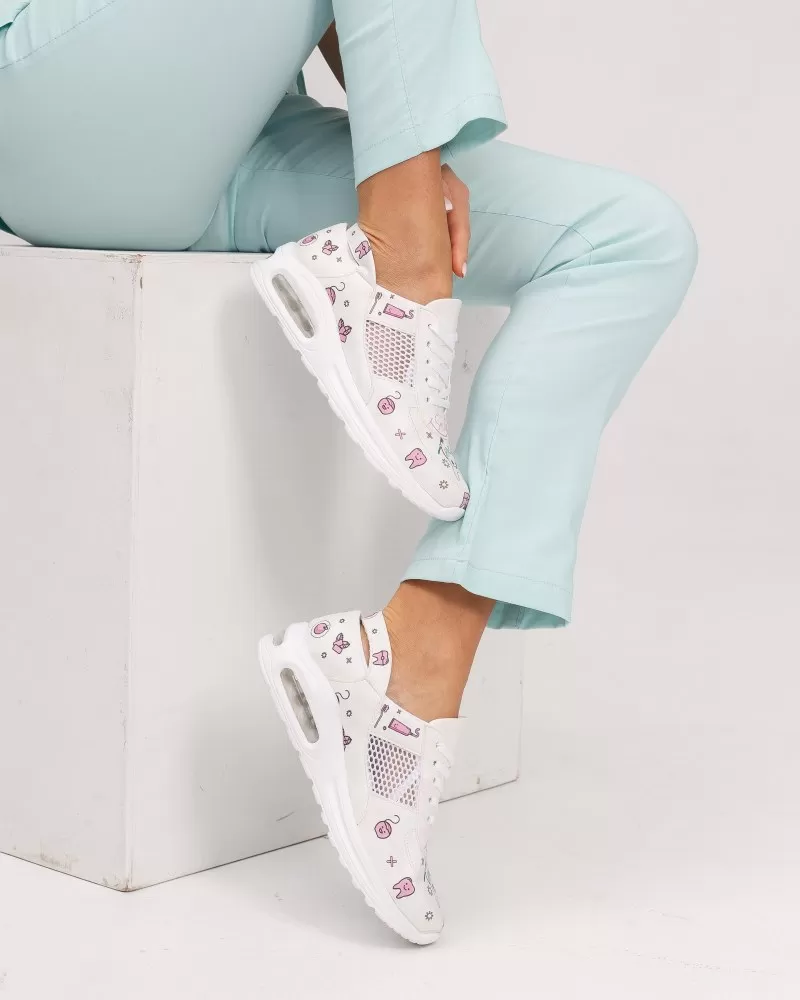 Обувь медицинская женская кроссовки с открытой пяткой Teeth White Air подошва