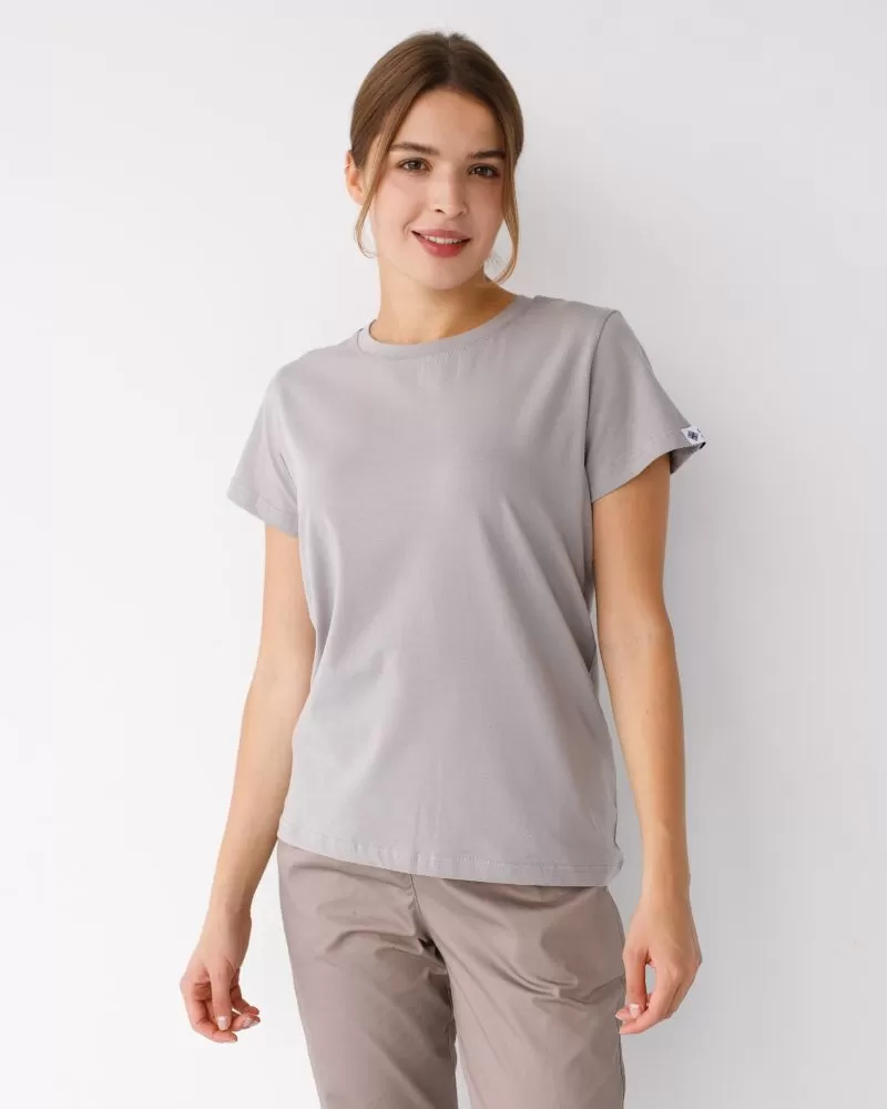 Медицинская классическая футболка женская светло-серая