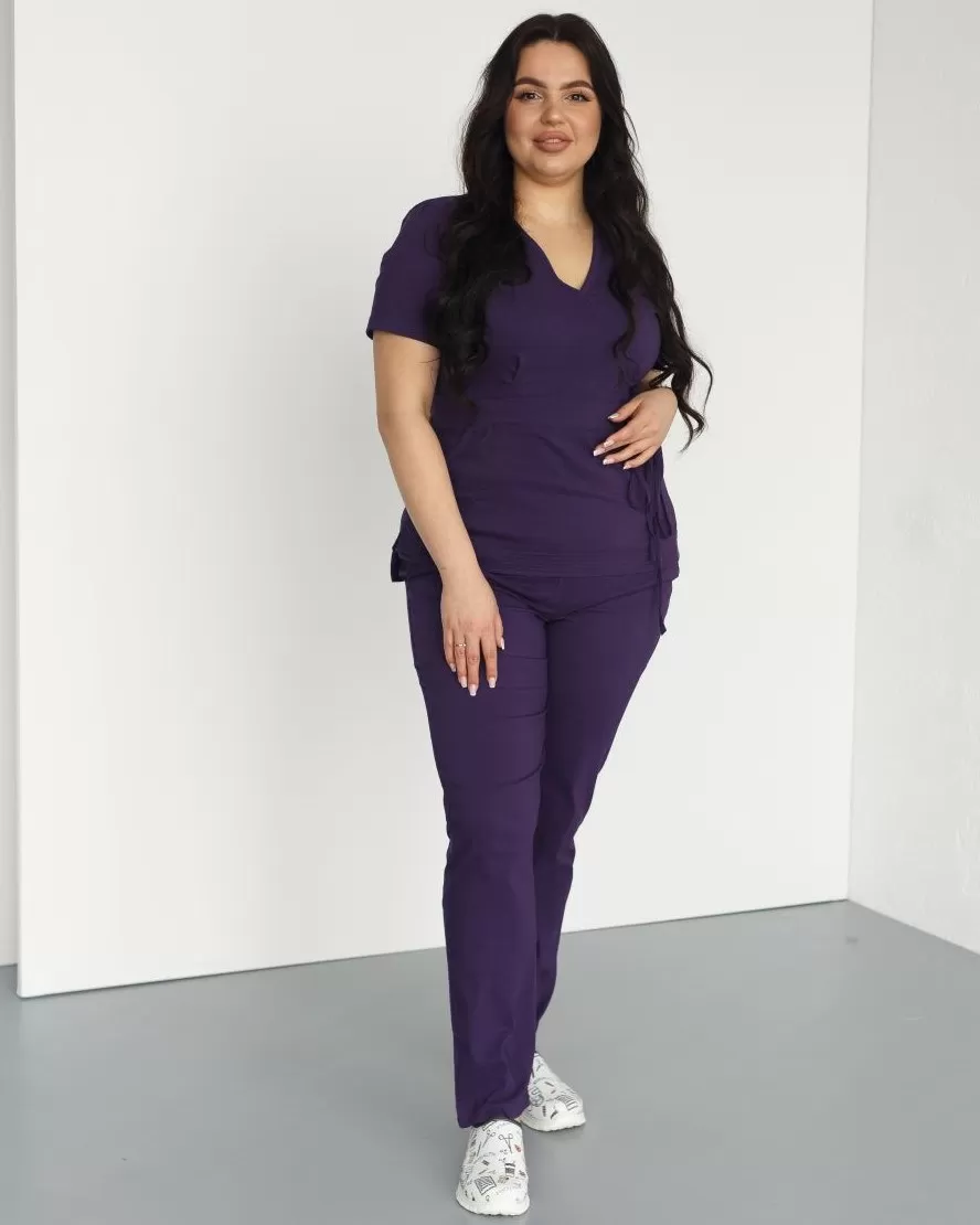 Медицинский костюм женский Рио фиолетовый +SIZE