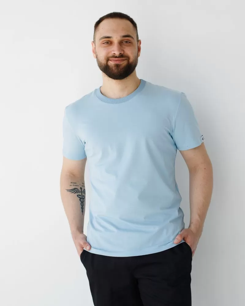 Медична базова футболка чоловіча блакитна