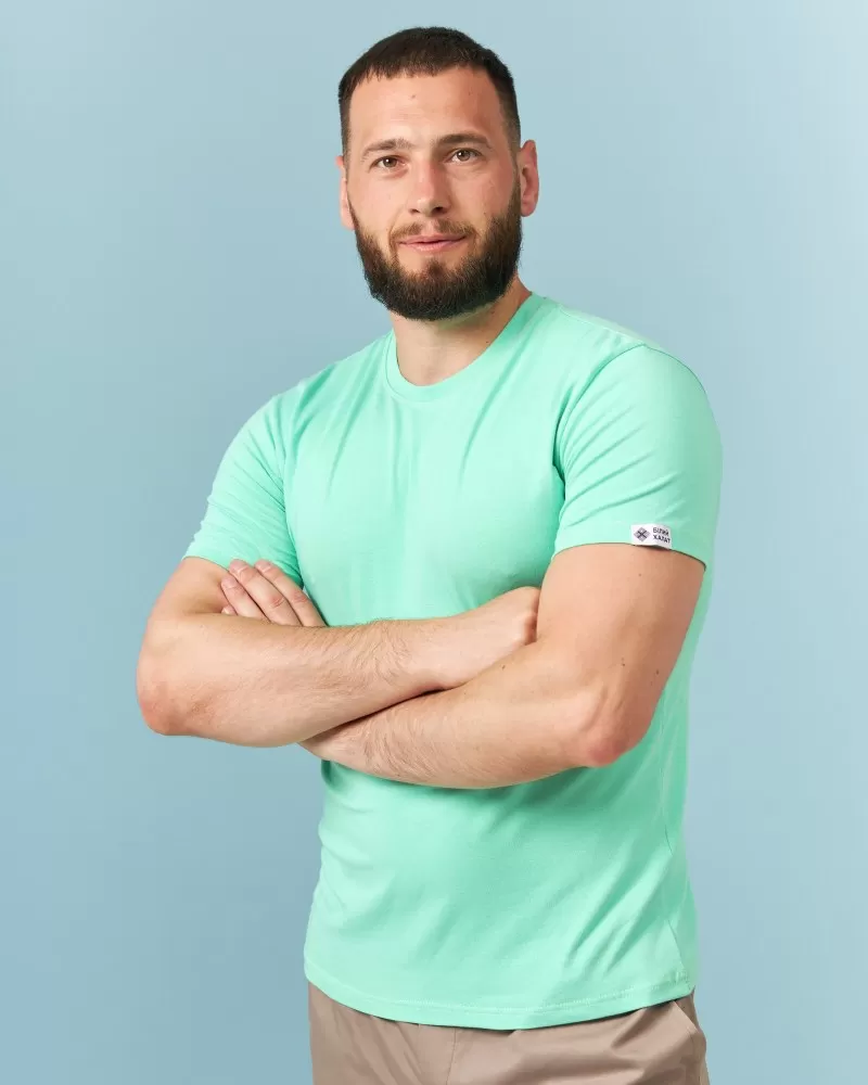 Медична футболка чоловіча неоново-зелена