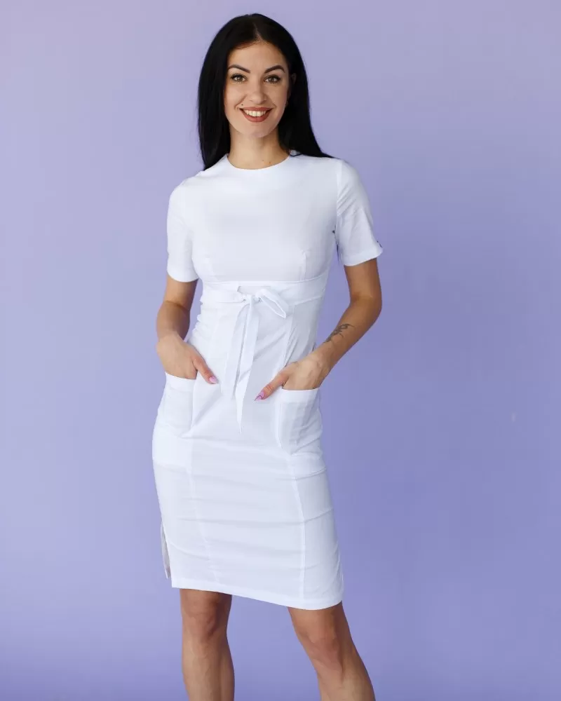 Медицинское платье женское Скарлетт белое
