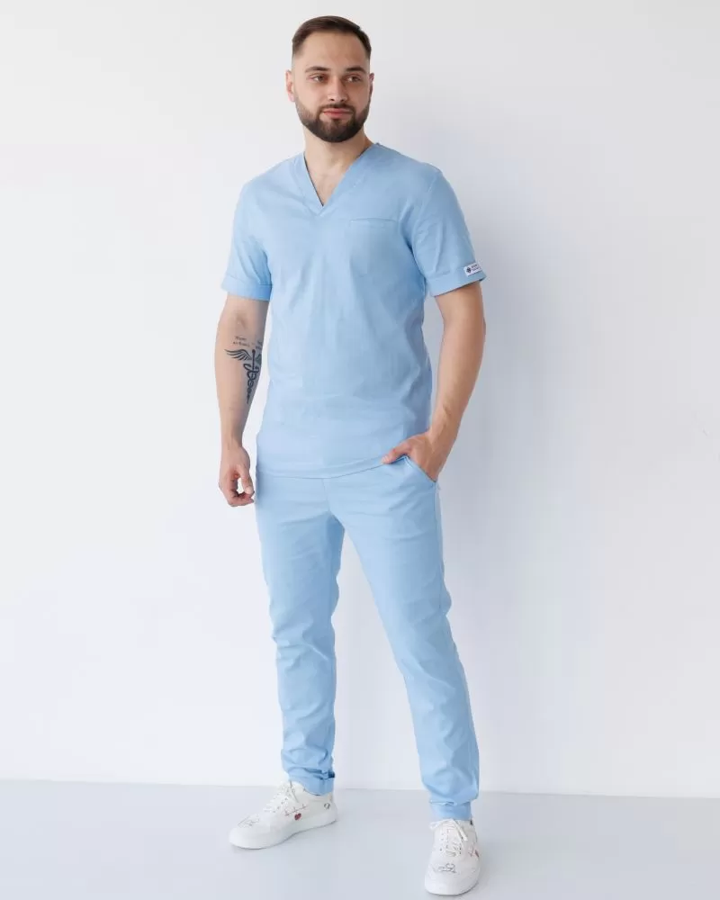 Медицинский костюм мужской Марсель голубой