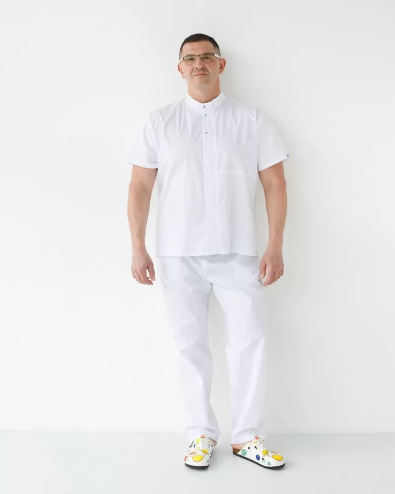 Медицинский костюм мужской Бостон белый +SIZE