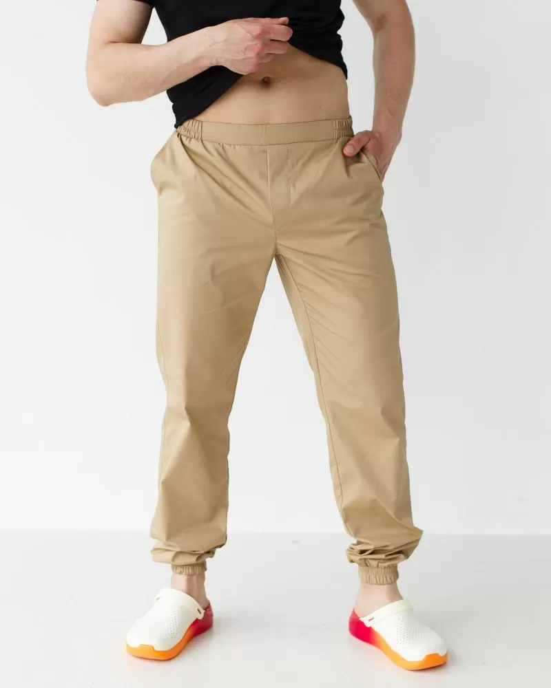 Медицинские штаны мужские джоггеры песочные 