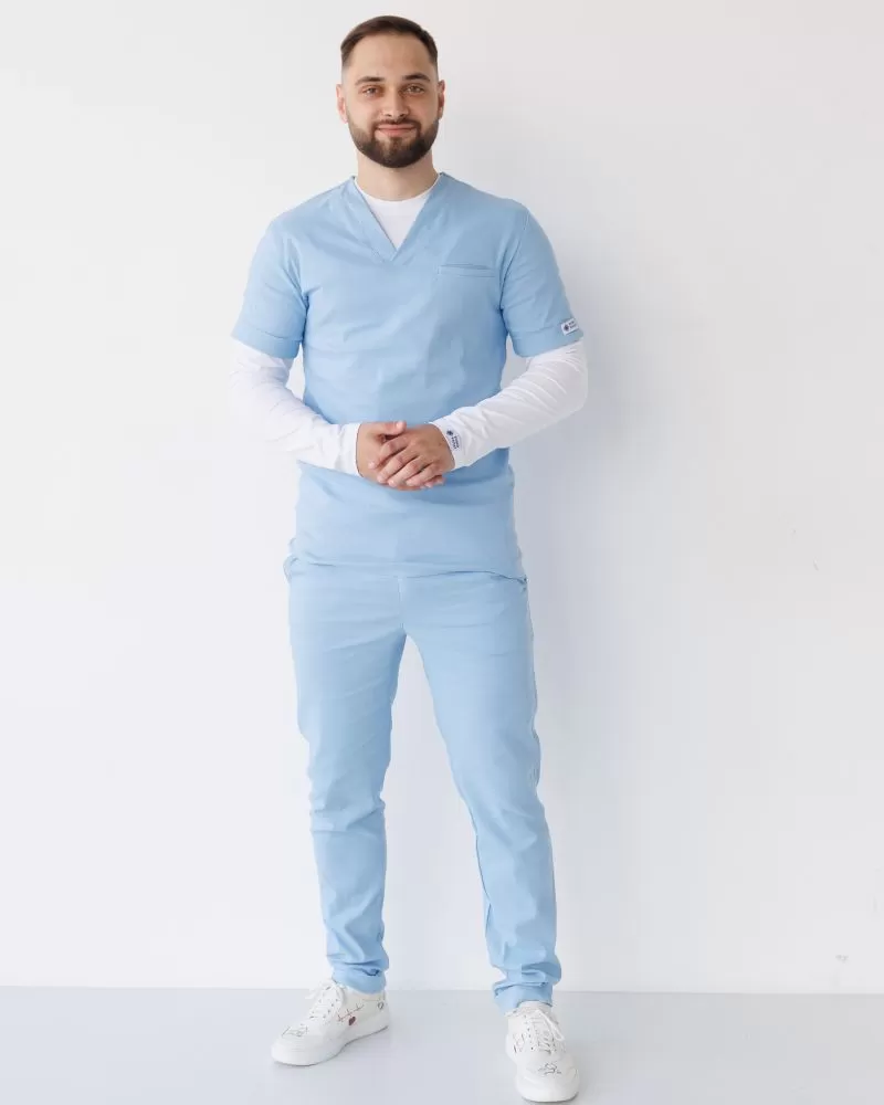 Комплект: медицинский костюм мужской Марсель + медицинский лонгслив мужской #5