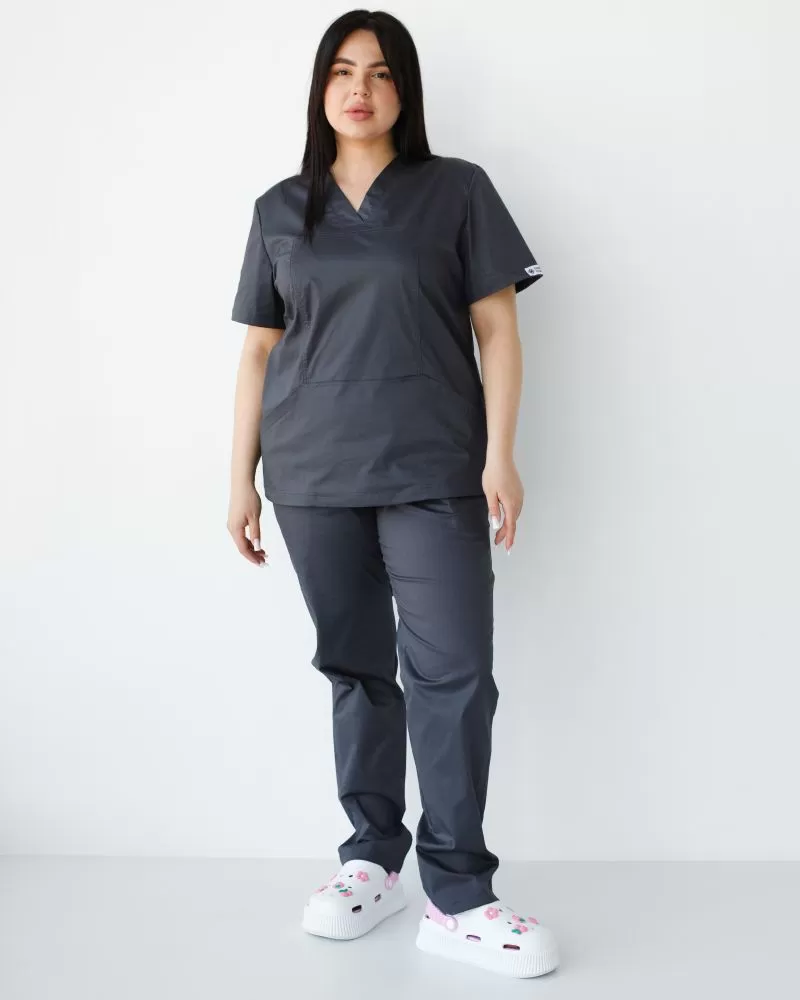 Медичний костюм жіночий Топаз темно-сірий NEW +SIZE