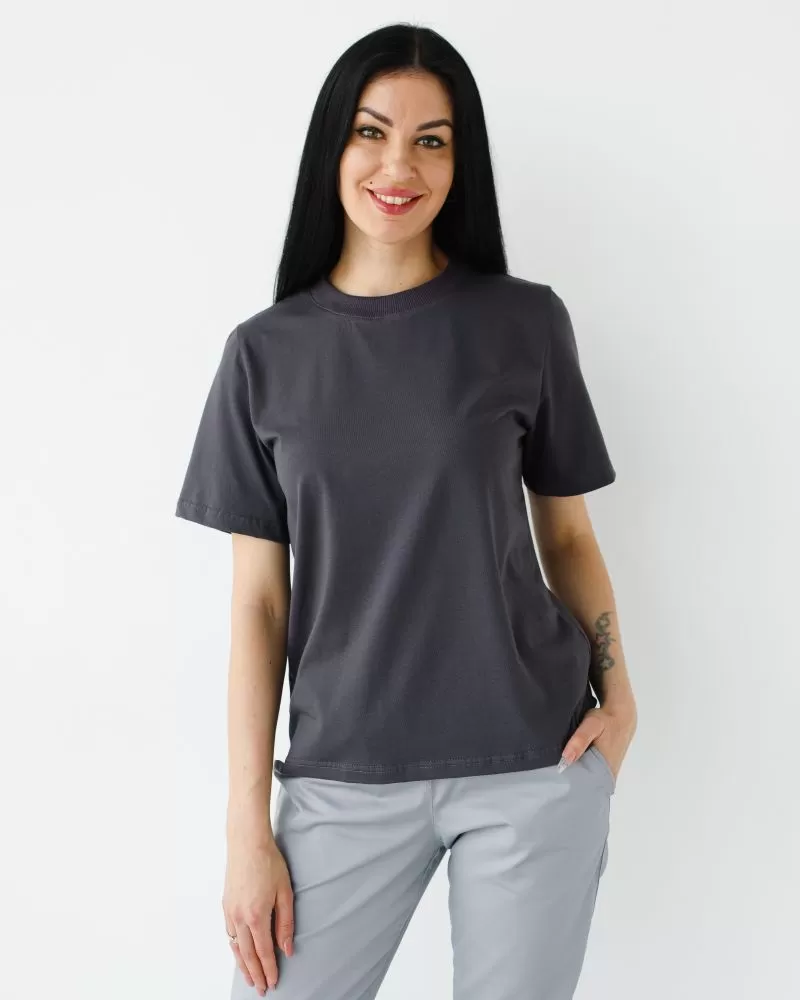 Медична базова футболка жіноча графіт