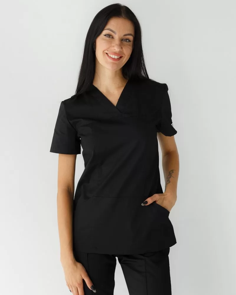 Медицинская рубашка женская Топаз черная