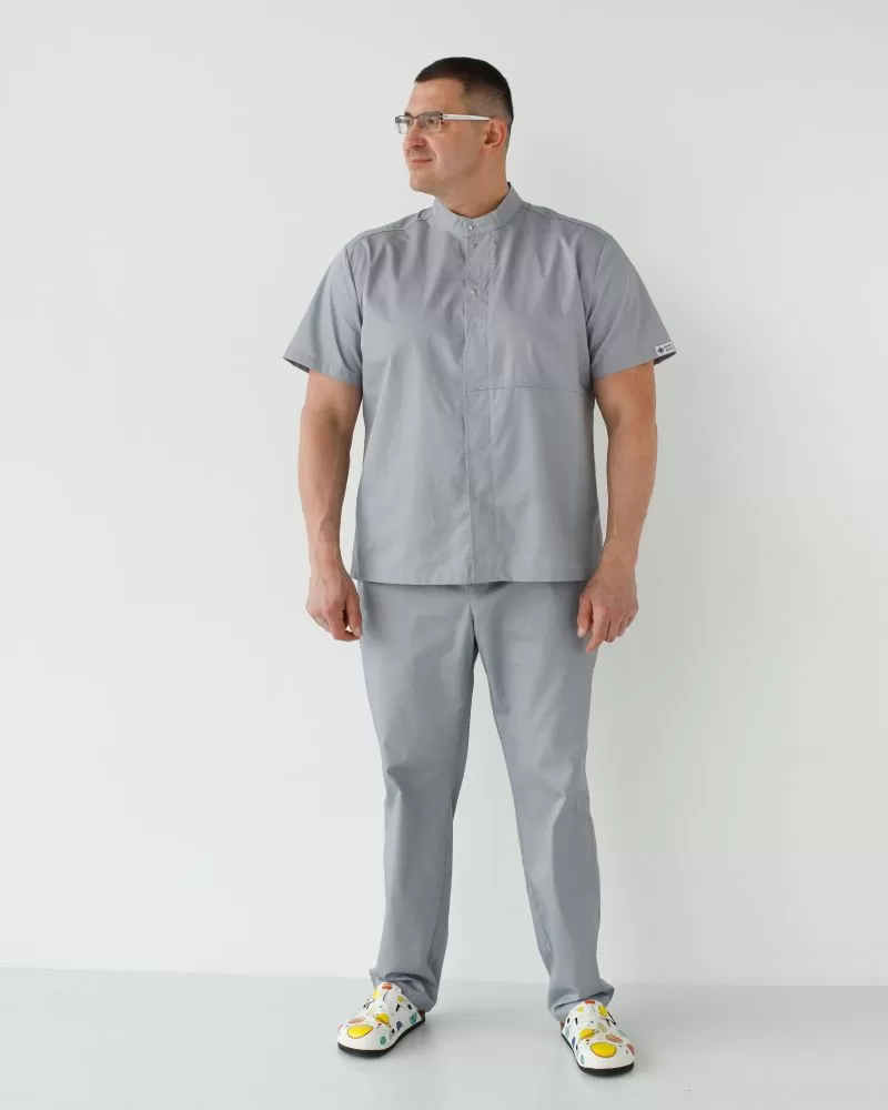 Медицинский костюм мужской Бостон серый +SIZE