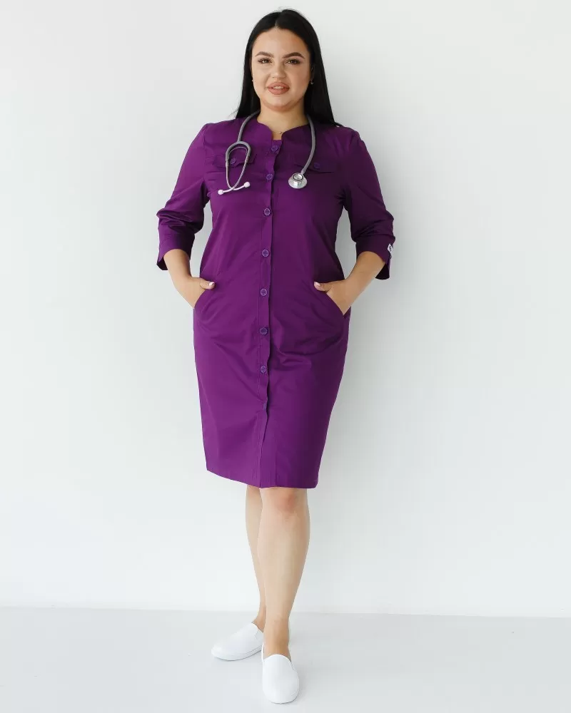 Медицинский халат женский Валери фиолетовый +SIZE