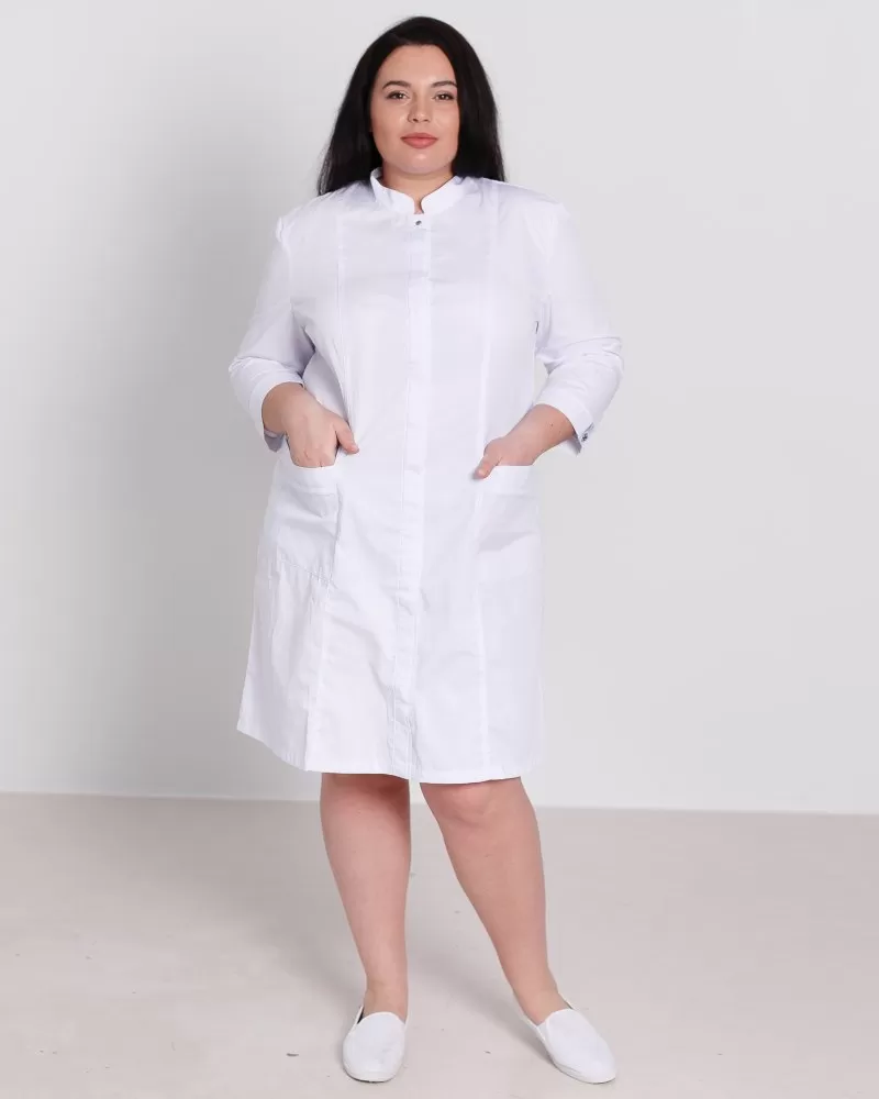 Медичний халат жіночий Сакура білий +SIZE