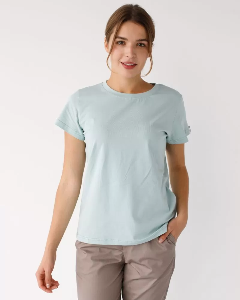 Медицинская классическая футболка женская светло-мятная