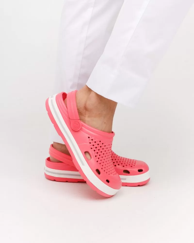 Обувь медицинская Coqui Lindo розовый/белый (серая полоска)