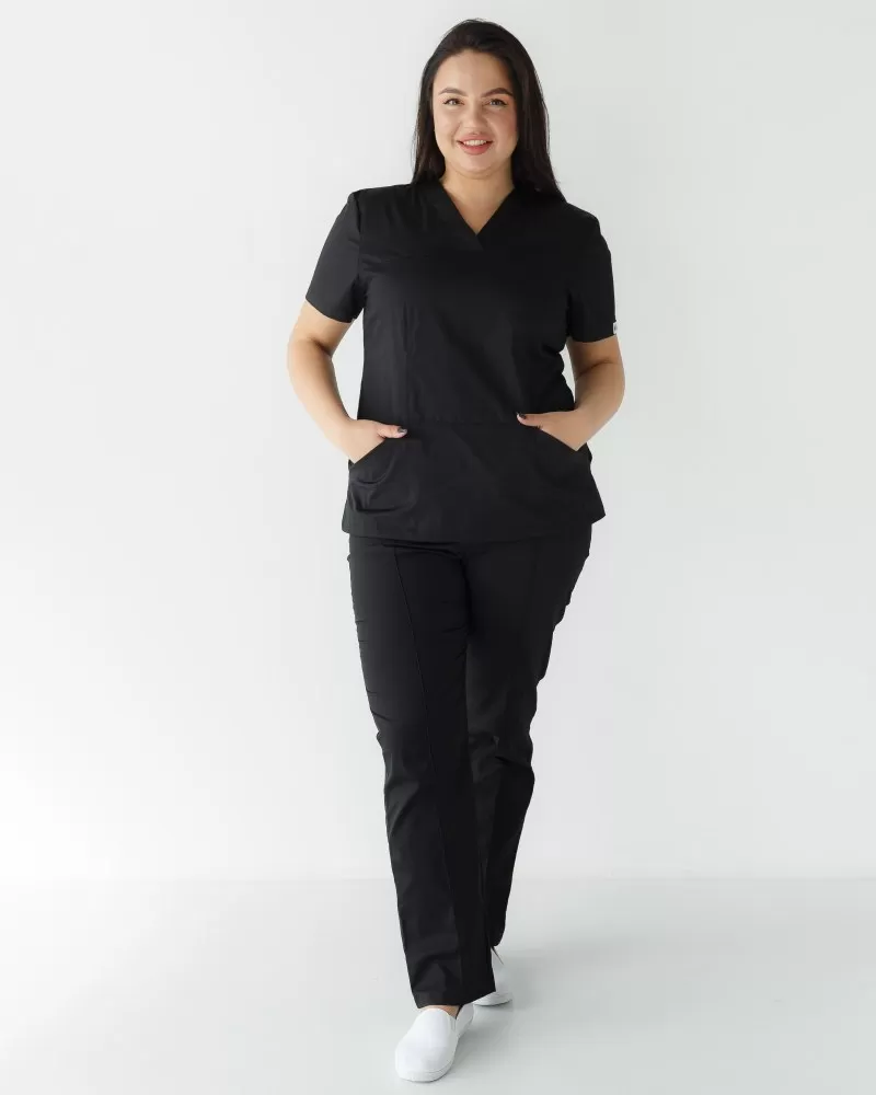 Медичний костюм жіночий Топаз чорний +SIZE